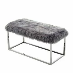 Flash Sale 😍 Bedroom Benches Inspired Home Athena Faux Fur Bedroom Bench 😍 -Indoor Benches Shop detail2INSP056