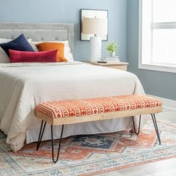 Buy 🎁 Bedroom Benches Powell Brooke Bench - Black Hairpin Legs With Terra Cotta And Natural Stripe Fabric ✨ 13 Buy 🎁 Bedroom Benches Powell Brooke Bench - Black Hairpin Legs With Terra Cotta And Natural Stripe Fabric ✨ -Indoor Benches Shop detail2LHD2456