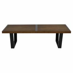 Promo ⌛ Entryway Benches LeisureMod Platform Slat Inwood Bench 🎁 -Indoor Benches Shop detail2MODS043
