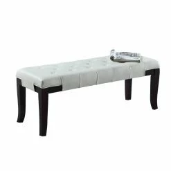 Hot Sale 👍 Bedroom Benches Roundhill Furniture Linon Faux Leather Tufted Ottoman Bench 🌟 -Indoor Benches Shop detail2ROUN093