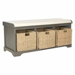 Hot Sale 🌟 Indoor Storage Benches Safavieh Lonan Wicker Indoor Storage Bench ✔️ -Indoor Benches Shop detail2SAV8121
