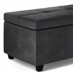 Cheapest 😀 Bedroom Benches Brooklyn + Max Fullerton 48 In. Transitional Rectangle Faux Leather Storage Ottoman Bench ❤️ -Indoor Benches Shop detail2SIMP1766