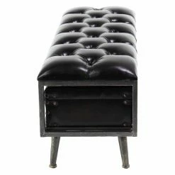 Budget 👍 Indoor Storage Benches DecMode Tufted Leather-Covered Rectangular Wooden Storage Bench With 3 Suitcases 🔥 -Indoor Benches Shop detail2UMA10228