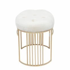 Top 10 😉 Ottoman Benches DecMode Glam Soft Tufted Velvet Seat And Metal Base Bench - Cream 🌟 -Indoor Benches Shop detail2UMA12994