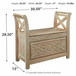Promo 🛒 Indoor Storage Benches Signature Design By Ashley Fossil Ridge Accent Bench ⌛ -Indoor Benches Shop detail3ASHY5992