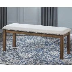 Coupon 🤩 Kitchen & Dining Benches Signature Design By Ashley Moriville Backless Upholstered Nailhead Trim Dining Bench 🎉 -Indoor Benches Shop detail3ASHY6355