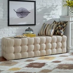 Best Sale ❤️ Ottoman Benches Weston Home Bowman Tufted Rectangular Ottoman Bench ❤️ -Indoor Benches Shop detail3HME3319