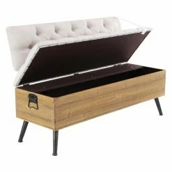 Top 10 😍 Settee Benches DecMode Fir Wood Tufted Storage Bench 👍 -Indoor Benches Shop detail3UMA10231