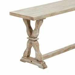 Best deal 😍 Entryway Benches DecMode Wood Farmhouse Trestle Bench 👏 -Indoor Benches Shop detail3UMA12873