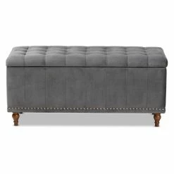 Budget ✨ Ottoman Benches Baxton Studio Kaylee Velvet Tufted Storage Ottoman Bench With Nailhead Trim 😉 -Indoor Benches Shop detail3WSI4721