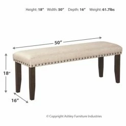 Cheap 🔥 Kitchen & Dining Benches Signature Design By Ashley Rokane Backless Upholstered Nailhead Trim Dining Bench ❤️ -Indoor Benches Shop detail4ASHY6347