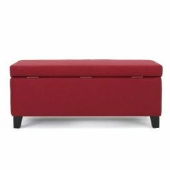 Flash Sale 😀 Best Selling Home Ottoman Benches Brahma Deep Red Fabric Storage Ottoman 🛒 -Indoor Benches Shop detail4BSHD2734