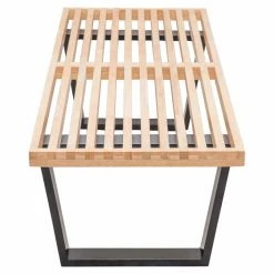 Promo ⌛ Entryway Benches LeisureMod Platform Slat Inwood Bench 🎁 -Indoor Benches Shop detail4MODS043