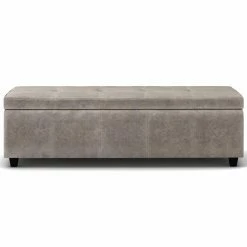 Cheapest 😀 Bedroom Benches Brooklyn + Max Fullerton 48 In. Transitional Rectangle Faux Leather Storage Ottoman Bench ❤️ -Indoor Benches Shop detail4SIMP1766