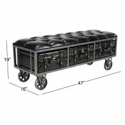 Best reviews of ⭐ Indoor Storage Benches DecMode Wood And Iron Tufted Leathered Rectangular Storage Bench 😀 -Indoor Benches Shop detail4UMA10226