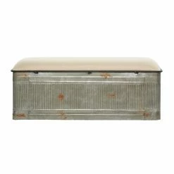Wholesale 👍 Indoor Storage Benches DecMode Distressed Galvanized Storage Bench - 50W X 18H In ✨ -Indoor Benches Shop detail4UMA12935