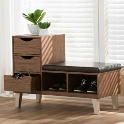 Buy 🎉 Indoor Storage Benches Baxton Studio Arielle 👟 Shoe Storage Bench 😍 -Indoor Benches Shop detail4WSI3018