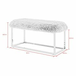 Flash Sale 😍 Bedroom Benches Inspired Home Athena Faux Fur Bedroom Bench 😍 -Indoor Benches Shop detail5INSP056