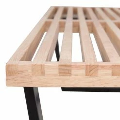 Promo ⌛ Entryway Benches LeisureMod Platform Slat Inwood Bench 🎁 -Indoor Benches Shop detail5MODS043