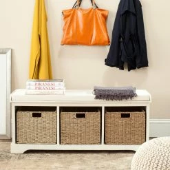 Hot Sale 🌟 Indoor Storage Benches Safavieh Lonan Wicker Indoor Storage Bench ✔️ -Indoor Benches Shop detail5SAV8121