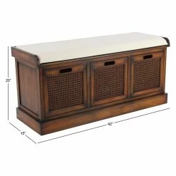New 😀 Indoor Storage Benches DecMode 3 Drawer Wood And Fabric Storage Bench 😉 -Indoor Benches Shop detail5UMA10220