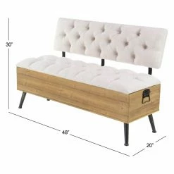 Top 10 😍 Settee Benches DecMode Fir Wood Tufted Storage Bench 👍 -Indoor Benches Shop detail5UMA10231