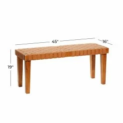 Wholesale 👏 Bedroom Benches DecMode Leather Weave Bench ✨ -Indoor Benches Shop detail5UMA12881