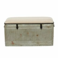 Wholesale 👍 Indoor Storage Benches DecMode Distressed Galvanized Storage Bench - 50W X 18H In ✨ -Indoor Benches Shop detail5UMA12935
