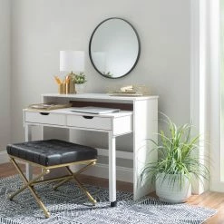 Wholesale 🌟 Ottoman Benches Powell Bethany Bench - Gold With Black Faux Leather 🔥 -Indoor Benches Shop detail6LHD2458