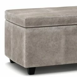 Cheapest 😀 Bedroom Benches Brooklyn + Max Fullerton 48 In. Transitional Rectangle Faux Leather Storage Ottoman Bench ❤️ -Indoor Benches Shop detail6SIMP1766