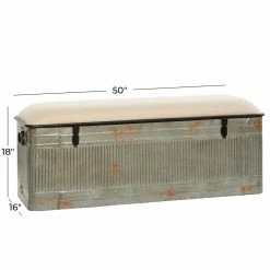 Wholesale 👍 Indoor Storage Benches DecMode Distressed Galvanized Storage Bench - 50W X 18H In ✨ -Indoor Benches Shop detail6UMA12935