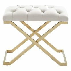 Deals 🌟 Entryway Benches !nspire Stainless Steel Gold Velvet Bench 🌟 -Indoor Benches Shop detail6WORW190