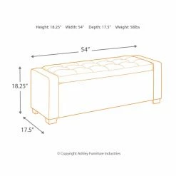 Best Sale 😀 Indoor Storage Benches Signature Design By Ashley Benches 54 In. Backless Upholstered Storage Bench 🎁 -Indoor Benches Shop detail7ASHY3752