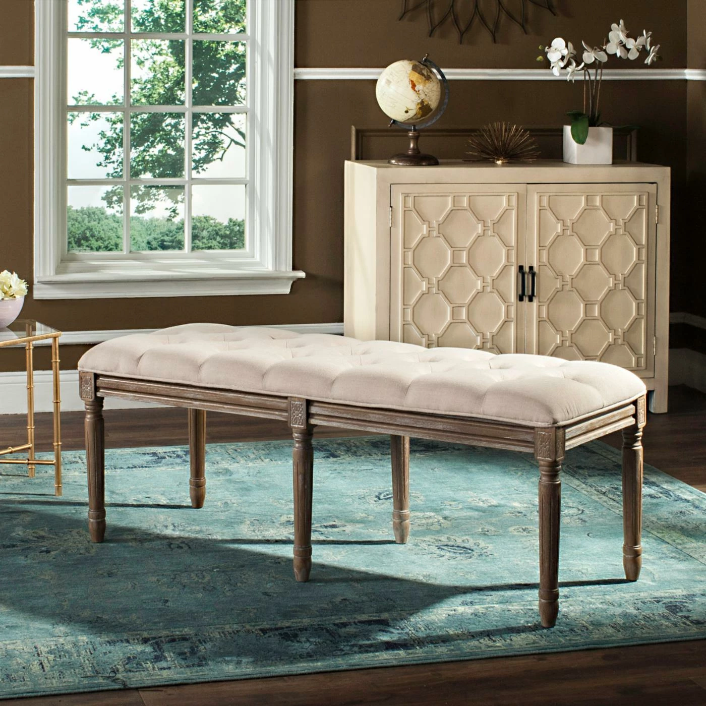 Deals ๐ Bedroom Benches Safavieh Rocha French Brasserie Tufted Traditional Rustic Wood Bench ๐ 12 Deals ๐ Bedroom Benches Safavieh Rocha French Brasserie Tufted Traditional Rustic Wood Bench ๐ - Image 10