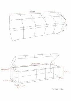 Cheapest 😀 Bedroom Benches Brooklyn + Max Fullerton 48 In. Transitional Rectangle Faux Leather Storage Ottoman Bench ❤️ -Indoor Benches Shop detail7SIMP1766