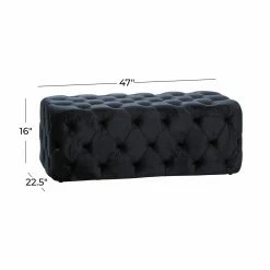 New ⌛ Ottoman Benches DecMode Velvet Tufted Bench 🤩 -Indoor Benches Shop detail7UMA12932