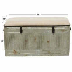 Wholesale 👍 Indoor Storage Benches DecMode Distressed Galvanized Storage Bench - 50W X 18H In ✨ -Indoor Benches Shop detail7UMA12935