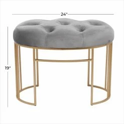 Top 10 😉 Ottoman Benches DecMode Glam Soft Tufted Velvet Seat And Metal Base Bench - Cream 🌟 -Indoor Benches Shop detail7UMA12994