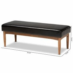 Outlet 🤩 Kitchen & Dining Benches HN Home Cranbrook Mid-Century Modern Upholstered Dining Bench 🧨 -Indoor Benches Shop detail7WSI4546