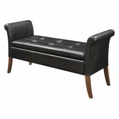 Brand new 🤩 Bedroom Benches Convenience Concepts Garbo Faux Leather Storage Bench 🛒 -Indoor Benches Shop detailCONV268