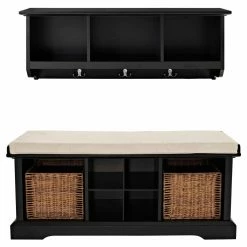 Best deal 👍 Indoor Storage Benches Crosley Brennan Entryway Storage Bench With Storage Shelf - Black 🤩 -Indoor Benches Shop detailCRY472