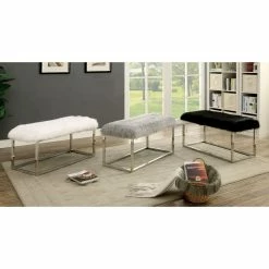 Wholesale ❤️ Bedroom Benches Furniture Of America Lucas Contemporary Style Faux Fur Large Bench 😉 -Indoor Benches Shop detailENLB3554
