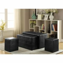 Best Sale ⭐ Ottoman Benches Furniture Of America Amersty Nesting 4 Piece Bench And Ottoman Espresso 🥰 -Indoor Benches Shop detailENLB4373