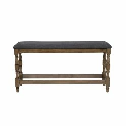 Brand new 🧨 Ottoman Benches Furniture Of America Lanyard 26.25 In. Padded Counter Height Bench - Antique Oak 🎉 -Indoor Benches Shop detailENLB5447