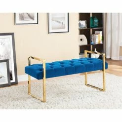 Best Pirce 🎉 Bedroom Benches Hi-Line Gift Ltd. Button-Tufted Velvet Upholstered Bench ⭐ -Indoor Benches Shop detailHILI1066