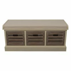 Wholesale 👍 Indoor Storage Benches Decor Therapy Melody 3 Drawer Bench With Cushion 🛒 -Indoor Benches Shop detailJIMC444