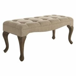 Promo 🥰 Bedroom Benches Linon Home Loire Cabriolet Washed Gray Linen Bench 🥰 -Indoor Benches Shop detailLHD1743