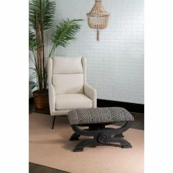 Coupon 🔔 Ottoman Benches Powell Vanska Bench - Black And White Aztec Pattern 👏 -Indoor Benches Shop detailLHD2385