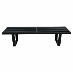 New 👏 Entryway Benches LeisureMod Mid-Century Platform Slat Inwood Bench 💯 -Indoor Benches Shop detailMODS044