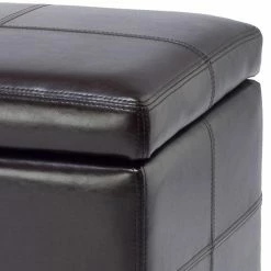 Cheapest 👍 Indoor Storage Benches Safavieh Small Brown Madison Leather Storage Ottoman 👏 -Indoor Benches Shop detailSAV420